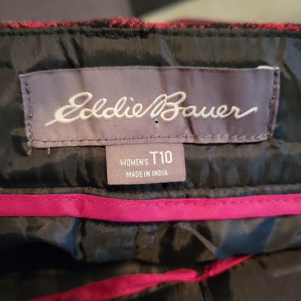 Eddie Bauer Plaid Wool Skirt Red Black Size T10 Fully Lined Knee Length Pencil - Picture 4 of 8